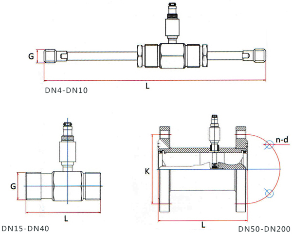 dn20涡轮流量计外形尺寸图