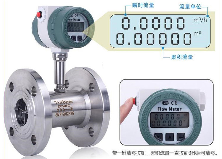 电池供电液体涡轮流量计,卫生型纯化水计量表