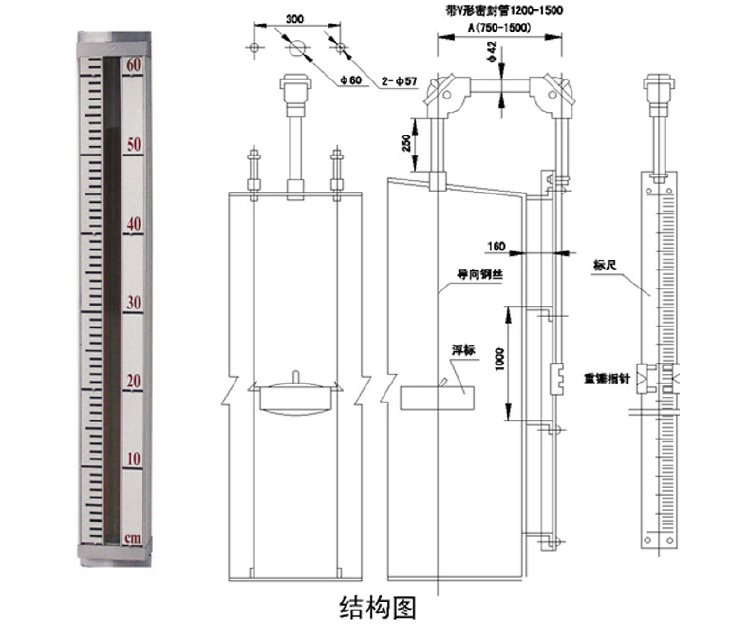 罐体浮标液位计结构原理图