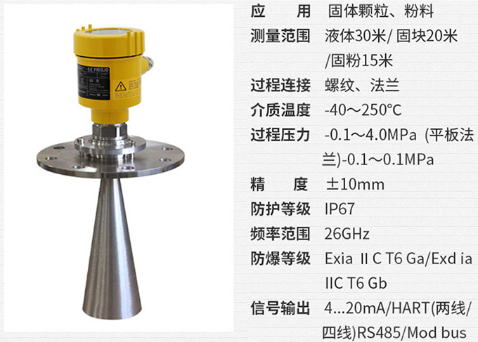 盐酸雷达液位计RD708技术参数表图